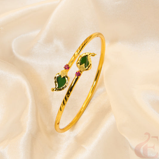 Top view of Green Palakka Manga Open Openable Kada Bracelet