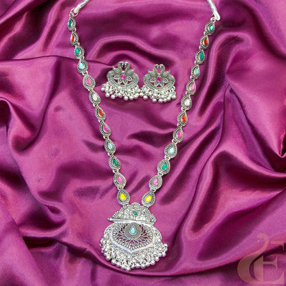 Oxidized Long Necklace & Earrings 38