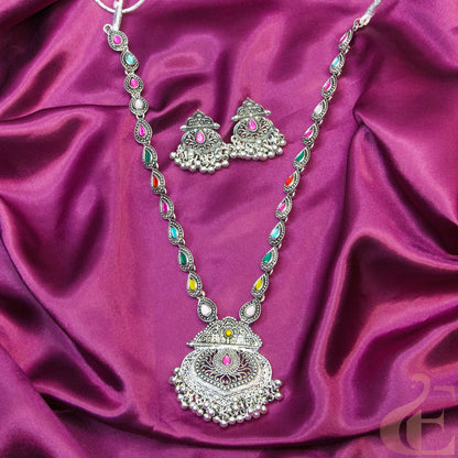 Oxidized Long Necklace & Earrings 38
