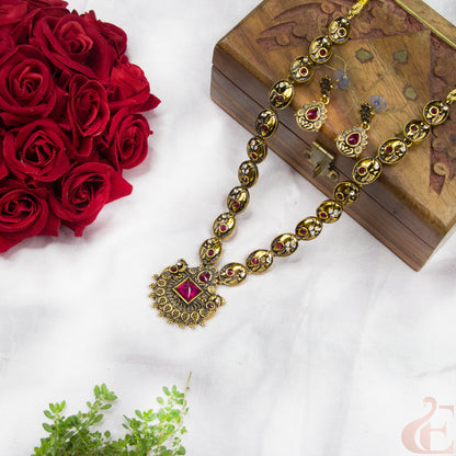 Mehndi Finish Necklace & Earrings 136
