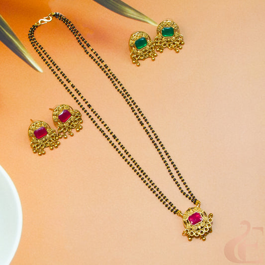 Antique Reversible Mangalsutra & Double Earrings