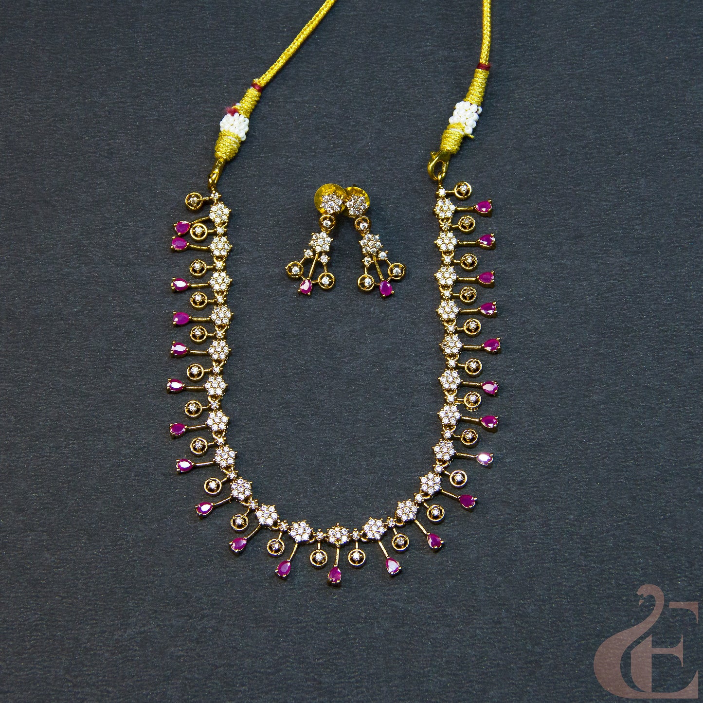 Premium AD Gold Plated Necklace & Earrings