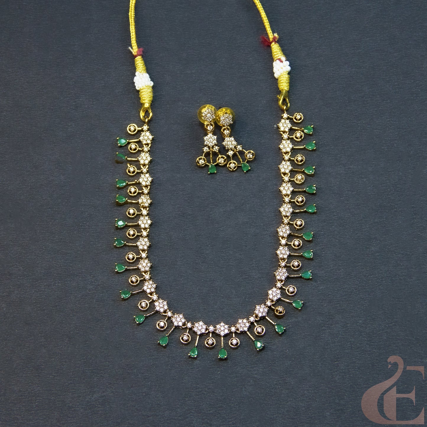 Premium AD Gold Plated Necklace & Earrings