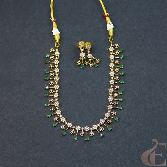 Premium AD Gold Plated Necklace & Earrings