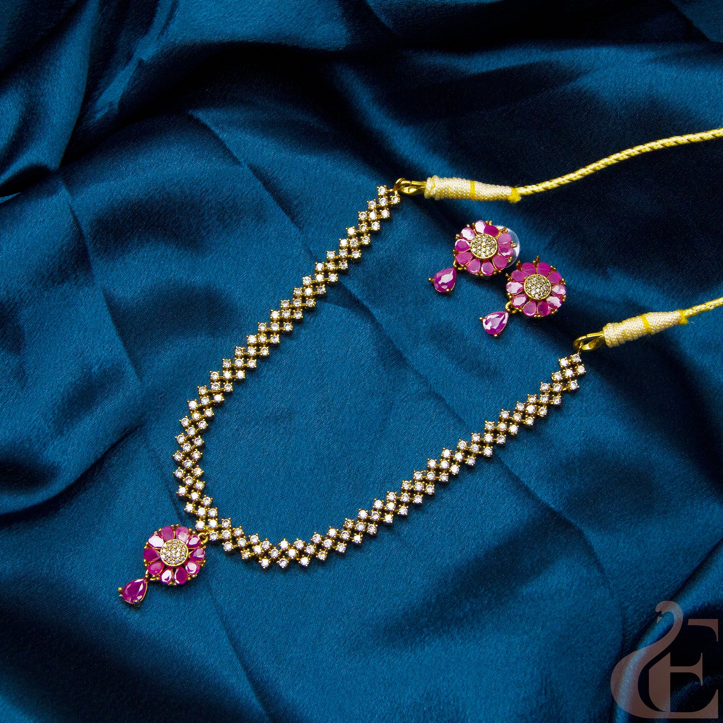 Premium AD Gold Plated Necklace & Earrings