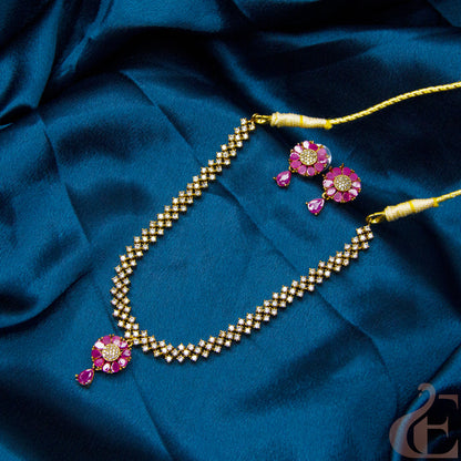 Premium AD Gold Plated Necklace & Earrings