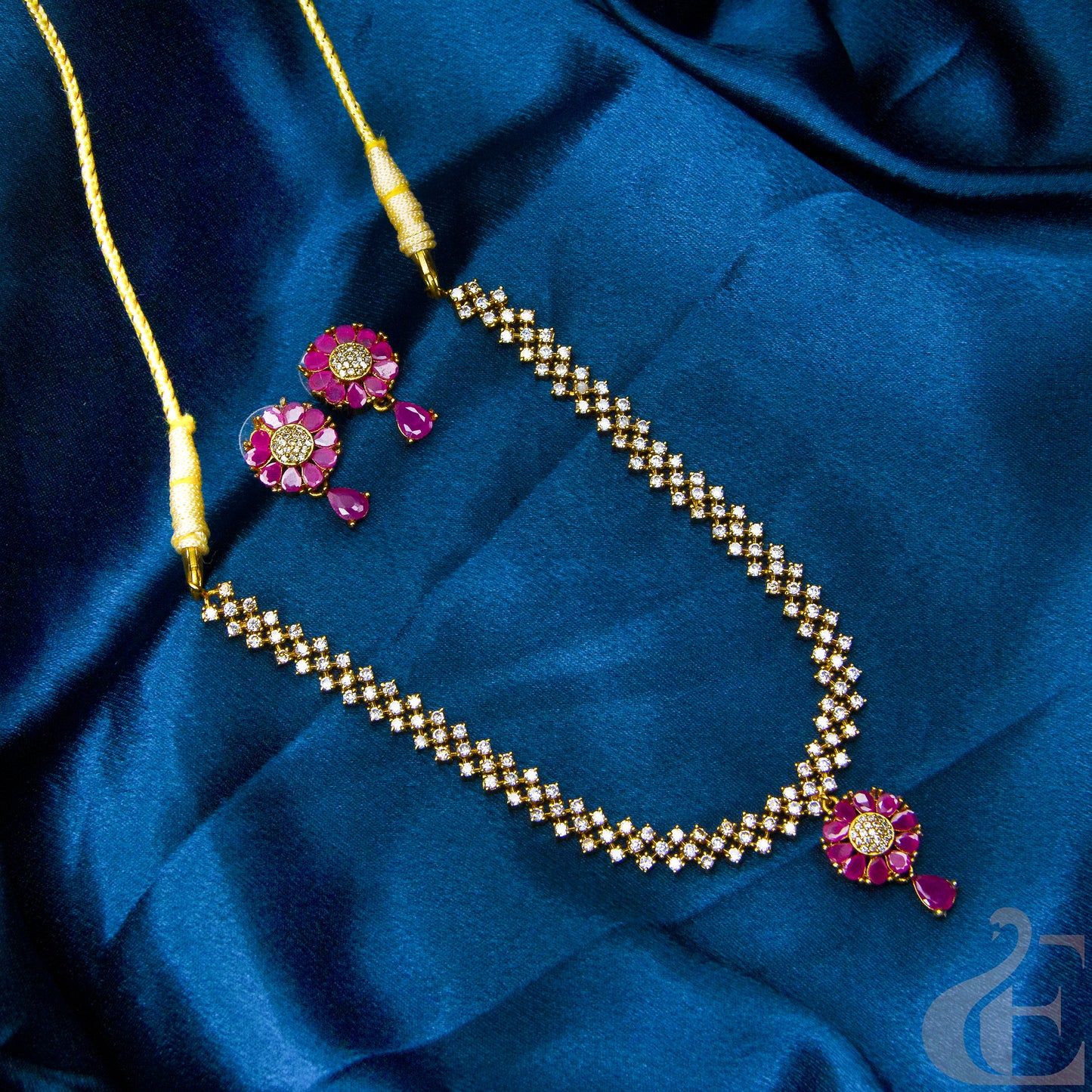 Premium AD Gold Plated Necklace & Earrings