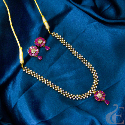 Premium AD Gold Plated Necklace & Earrings