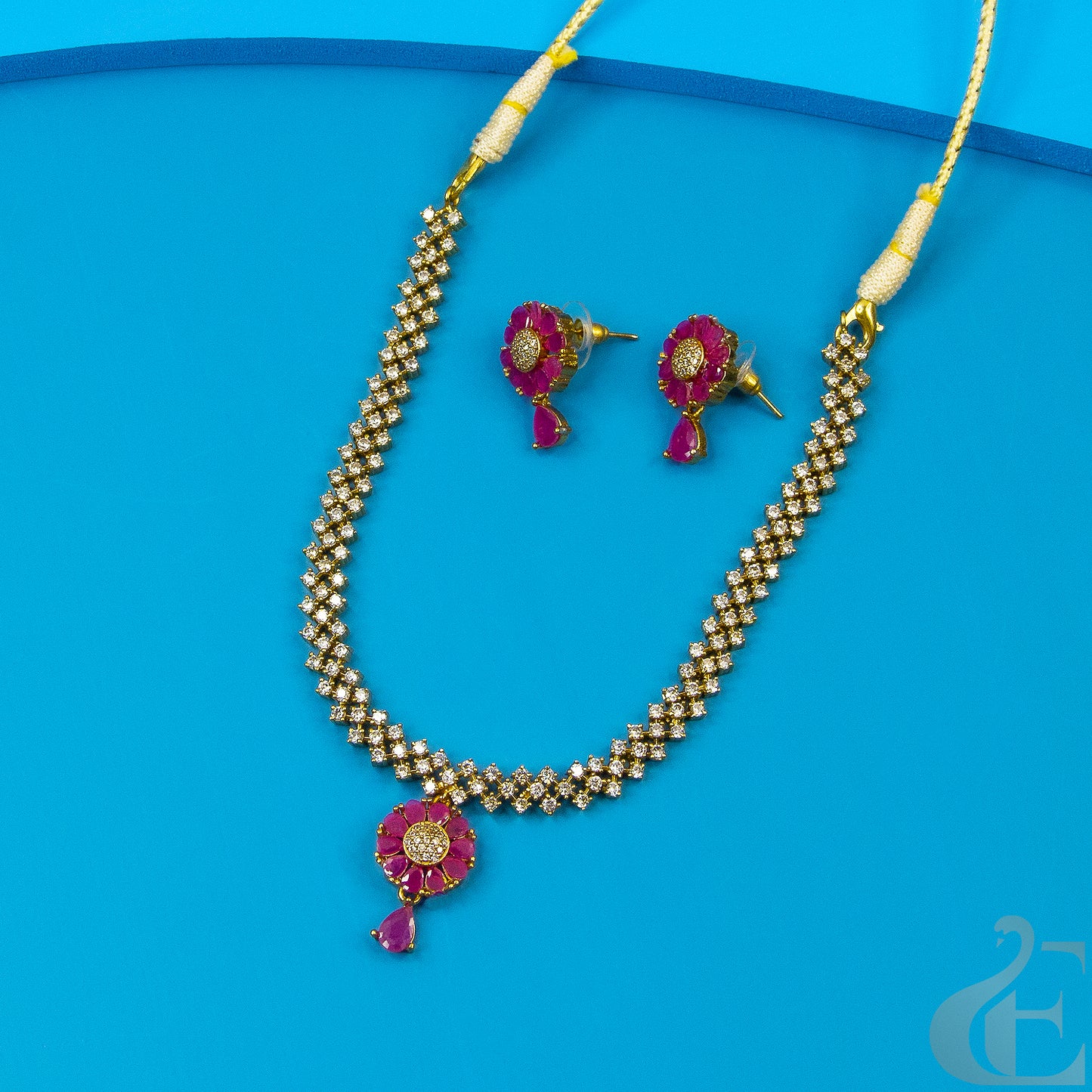 Premium AD Gold Plated Necklace & Earrings