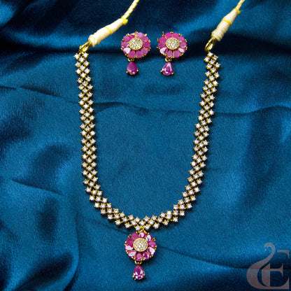 Premium AD Gold Plated Necklace & Earrings