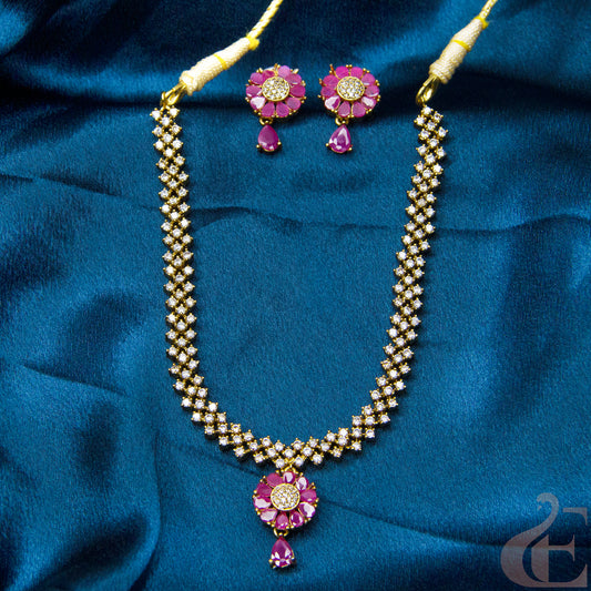 Premium AD Gold Plated Necklace & Earrings