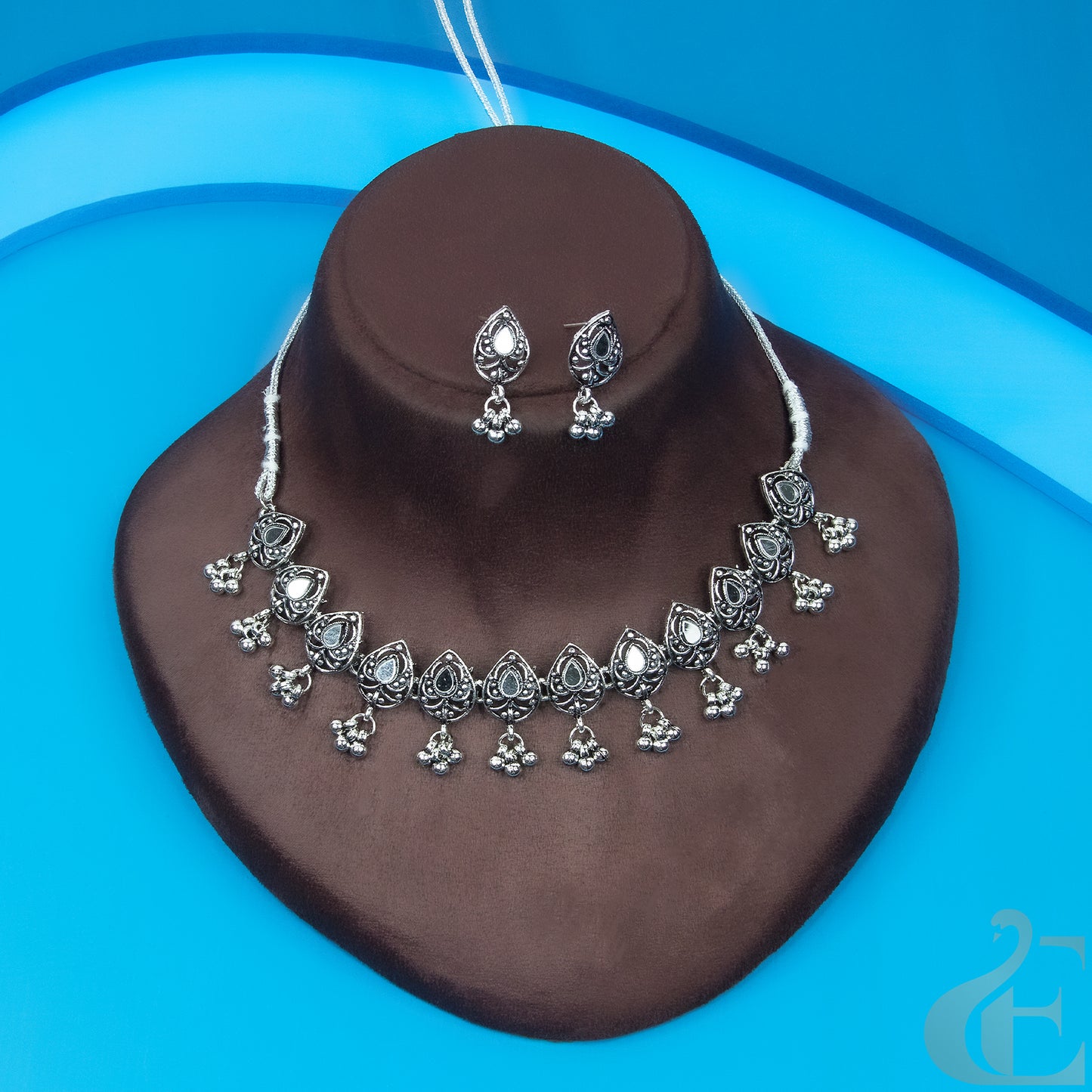 Top view of Oxidized Necklace Set 