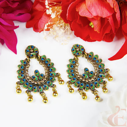 Top view of Oxidized Peacock Earring 