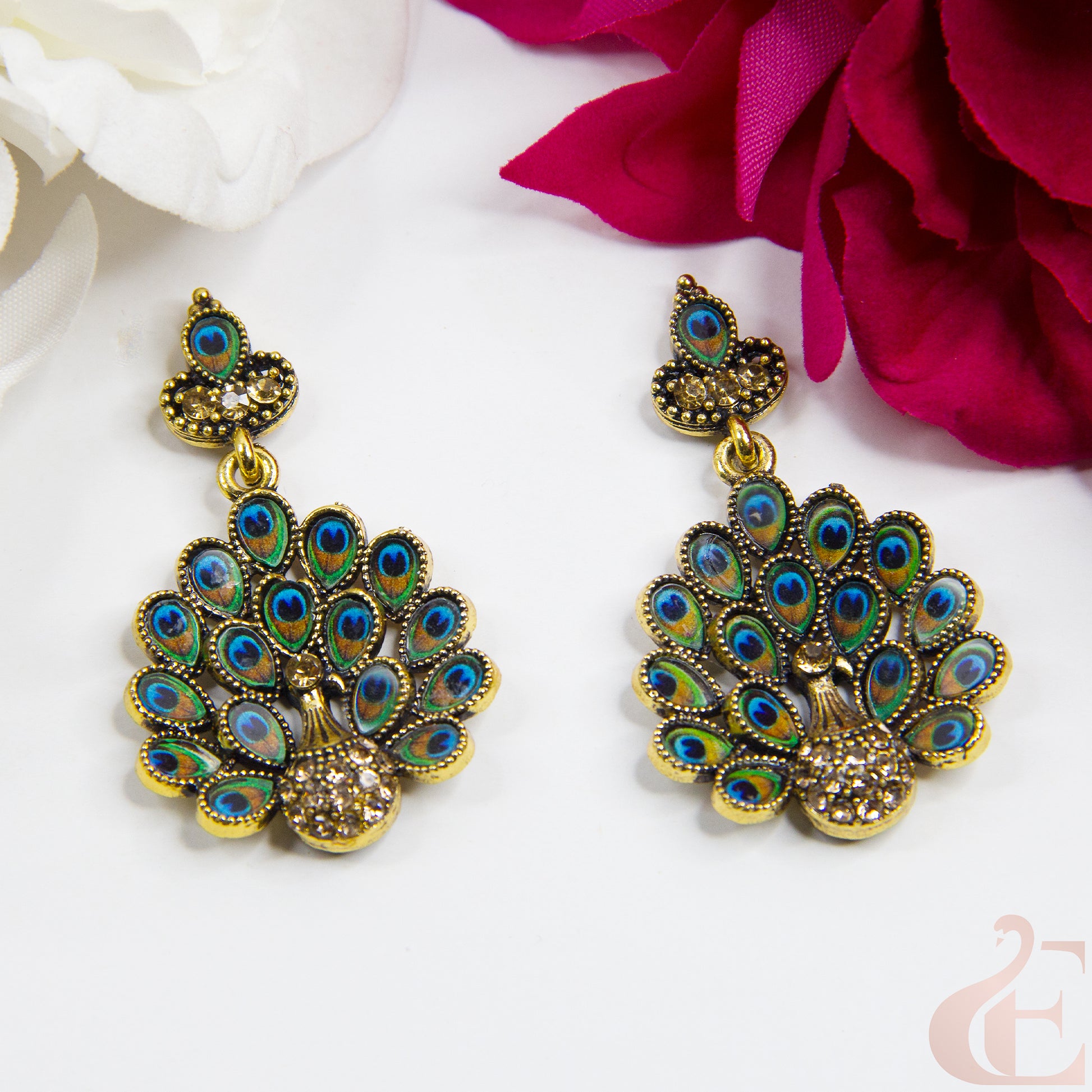 Top view of Oxidized Peacock Earring 29