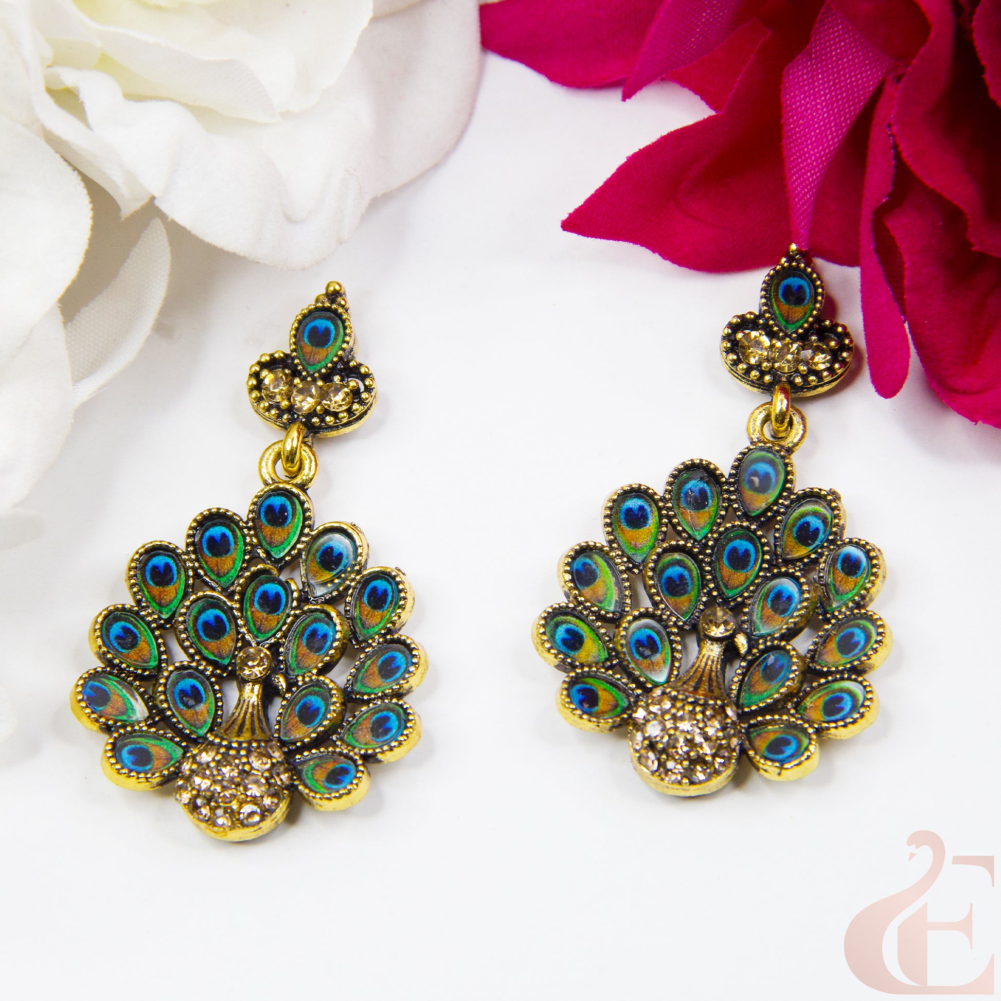 Top view of Oxidized Peacock Earring 29