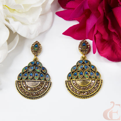 Top view of Oxidized Peacock Earrings 134