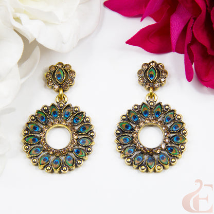 Top view of Oxidized Peacock Earrings 137