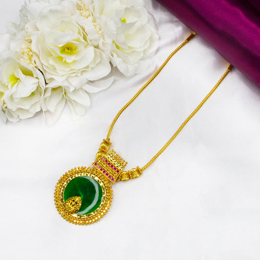 Traditional palakka round pendant necklace 07