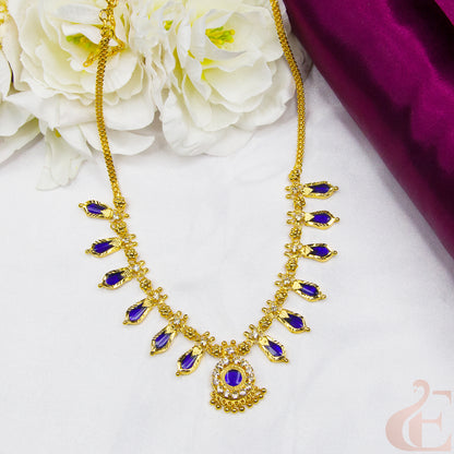 Top view of Palakka Necklace  Nagapadam Design Blue Stones  