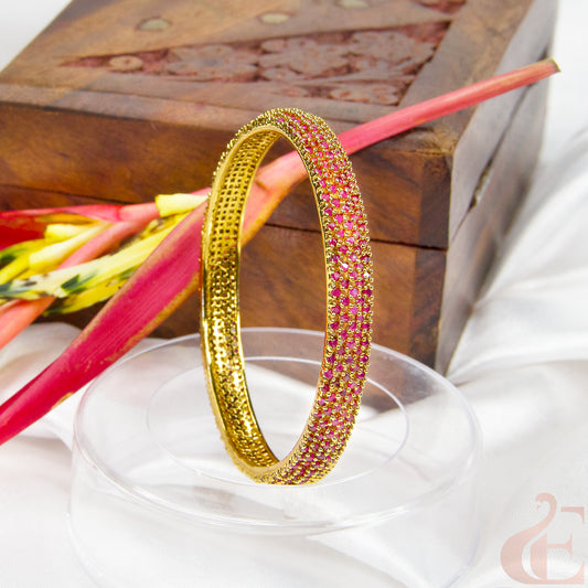 Fronmt view of Premium AD Ruby stone Antique Bangle ( 1 Pcs )