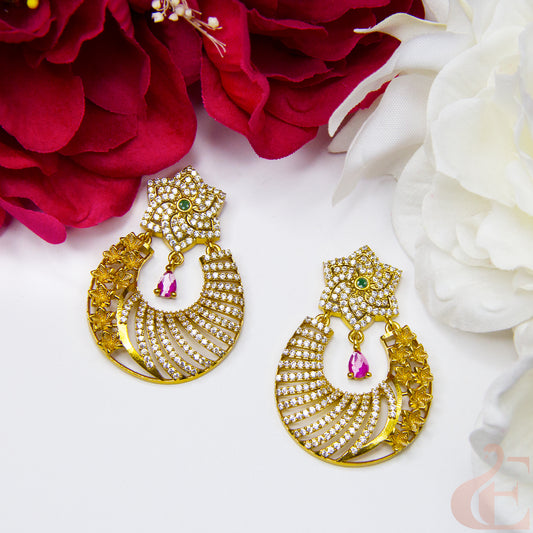 Top view of Premium Antique AD Earrings , ruby green stones 