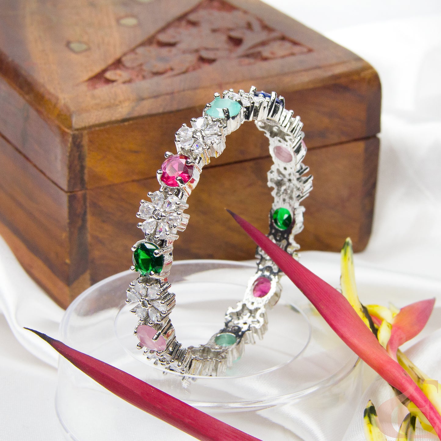 Premium Quality AD Multi Color  Stone Bangle (1 PCS)