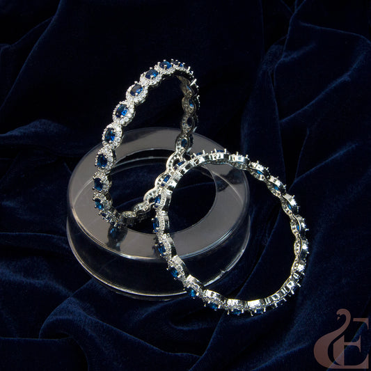 Premium Quality AD White & Blue Stone Bangle ( 1 pair )