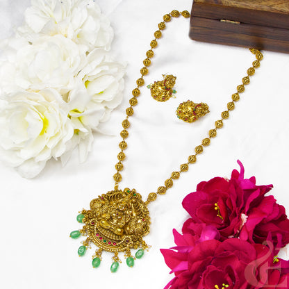 Antique Temple Long Necklace & Jhumkas 125