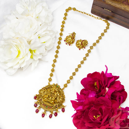Antique Temple Long Necklace & Jhumkas 125