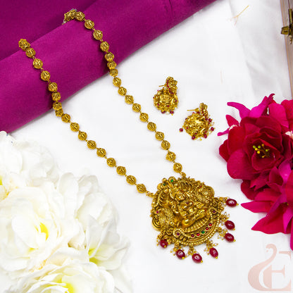 Antique Temple Long Necklace & Jhumkas 125