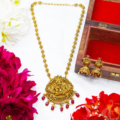 Antique Temple Long Necklace & Jhumkas 125