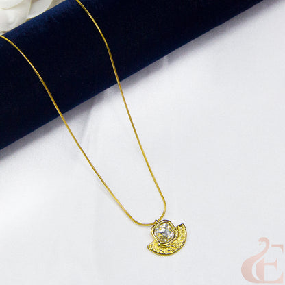 Top view of Stainless Steel Simple Chain With AD Stone Pendent  