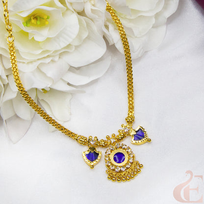 Top view of Traditional Palakka Necklace Blue white 