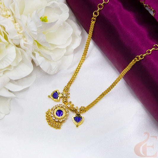 Top view of Traditional Palakka Necklace Blue white 