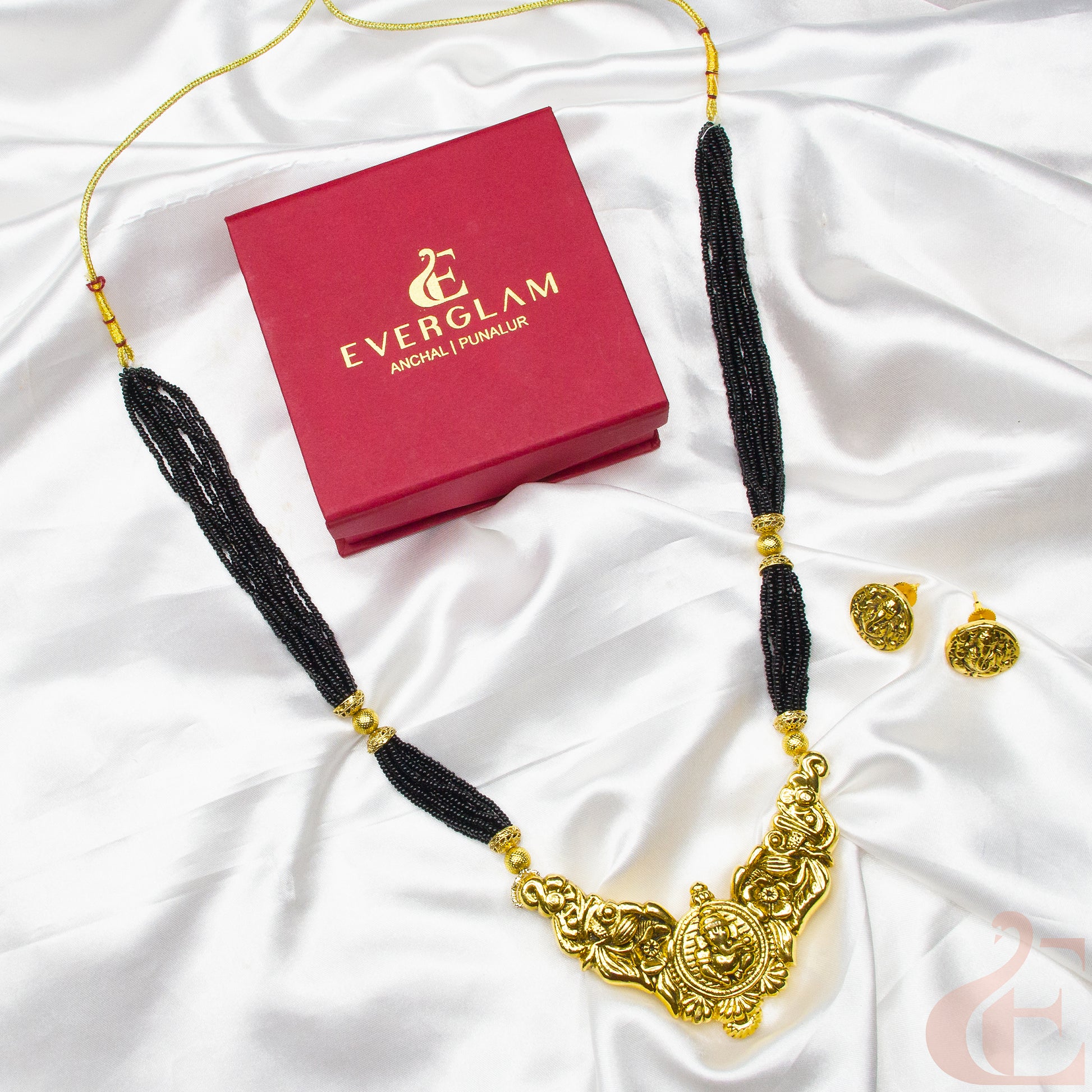 Top view of Traditional Temple  Mangal sutra Long Antique Necklace 