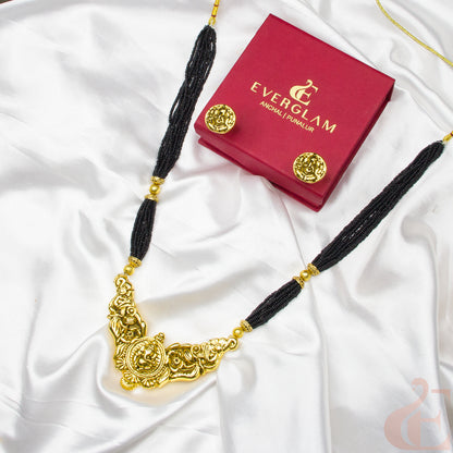 Top view of Traditional Temple  Mangal sutra Long Antique Necklace 