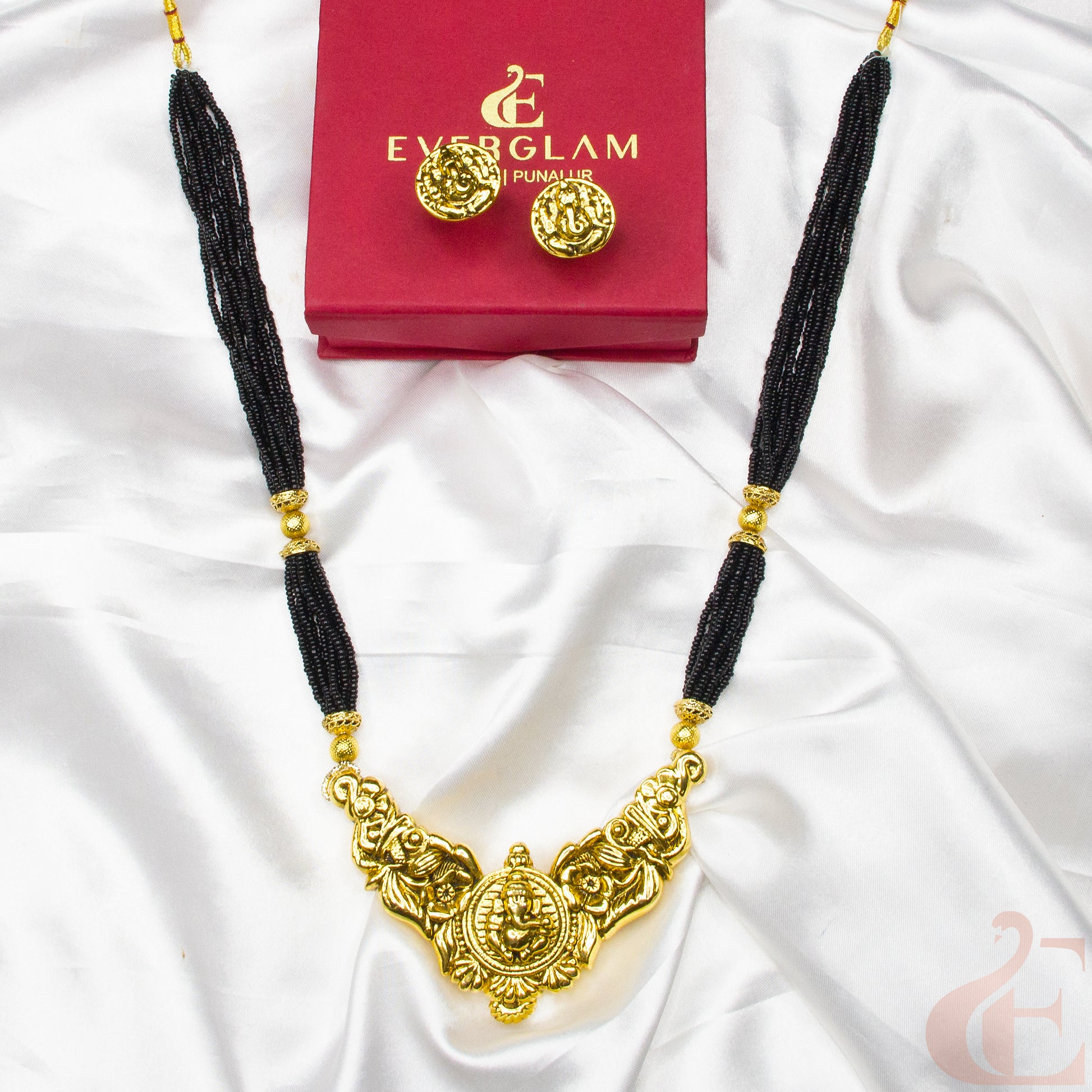 Top view of Traditional Temple  Mangal sutra Long Antique Necklace 