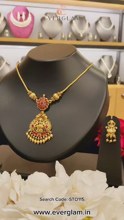 Antique Temple Necklace & Earrings 115