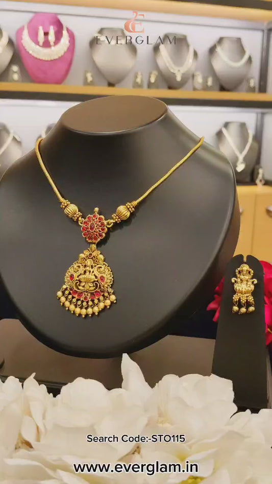 Antique Temple Necklace & Earrings 115