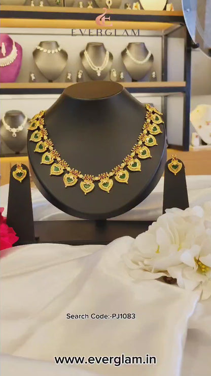 Traditional Palakka Necklace & studs 83