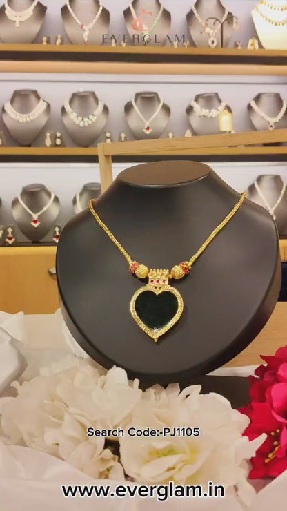 Traditional Kerala AD Palakka Heart Pendant Necklace 05