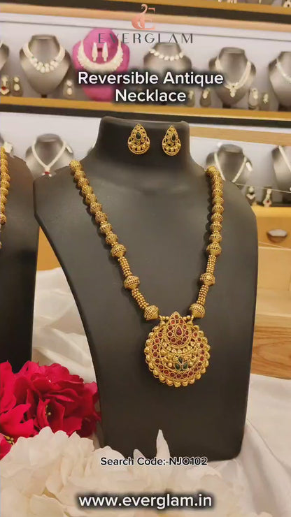 Reversible Temple Necklace & two Earrings 02