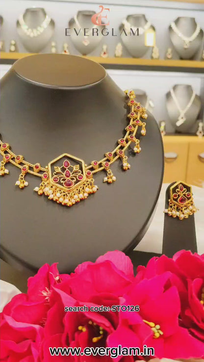 Antique Choker Necklace & Earrings 126